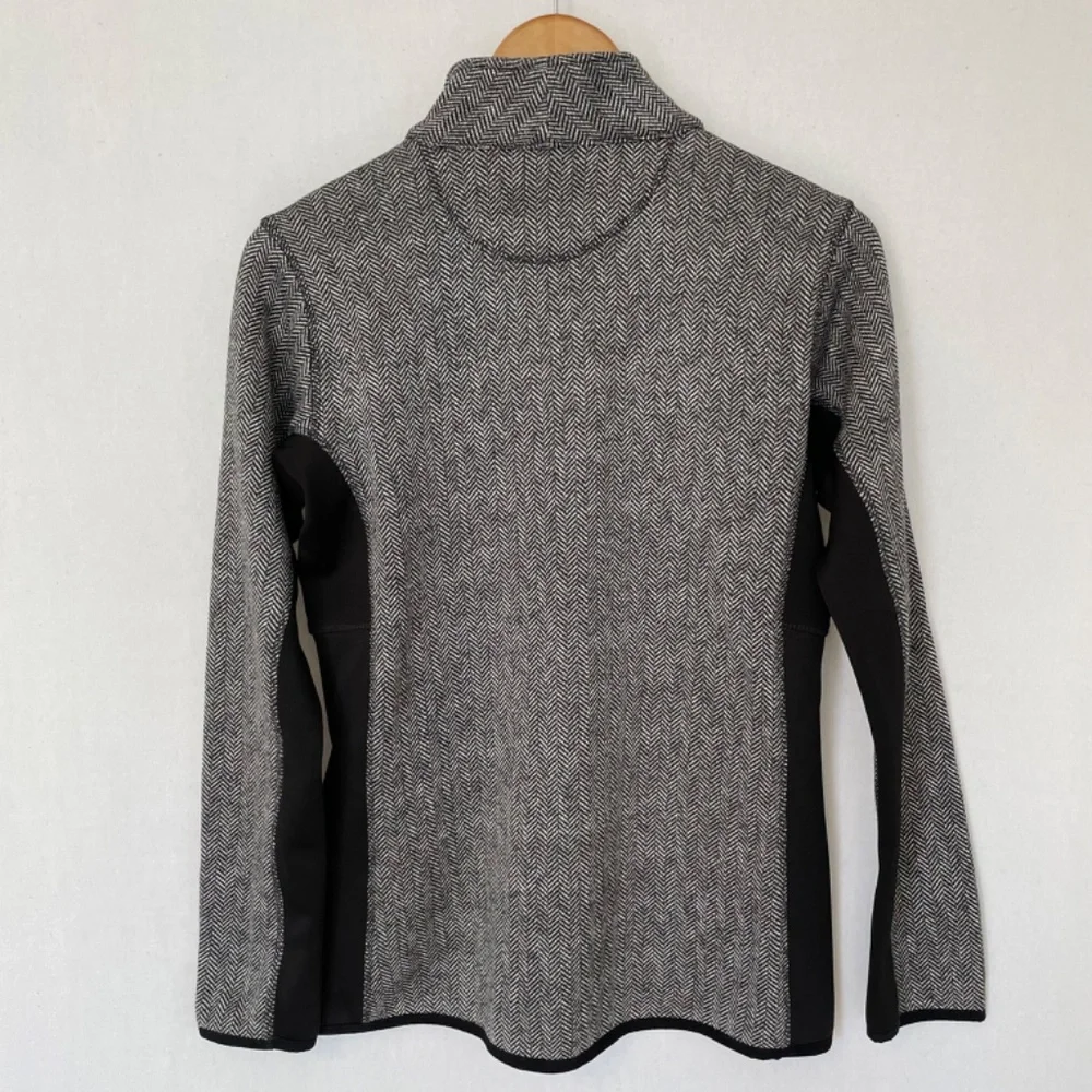 MNY Marc NY Women's Medium Full Zip Jacket Stand Up Collar Black Herringbone